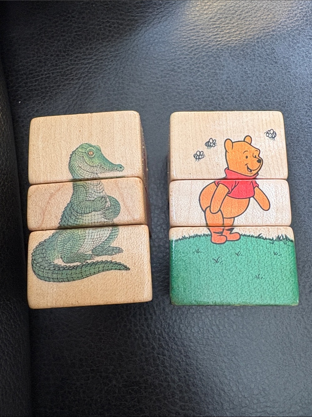 Vintage Sevi krogufant Ars Edition Italy Wooden Block Animal &  Pooh Puzzle Toy